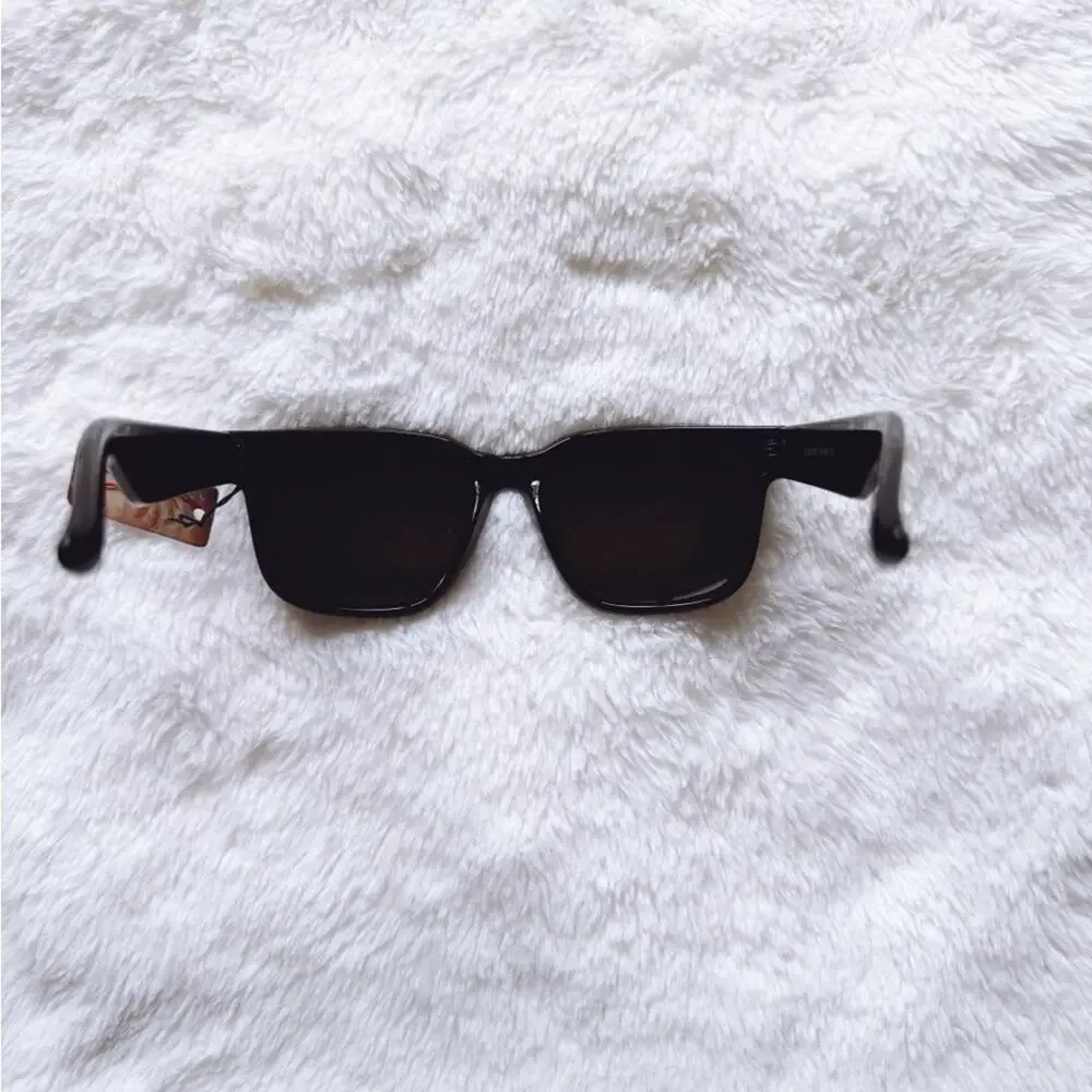 Cedric Black w/ Blue Lenses Mirrored Sunglasses